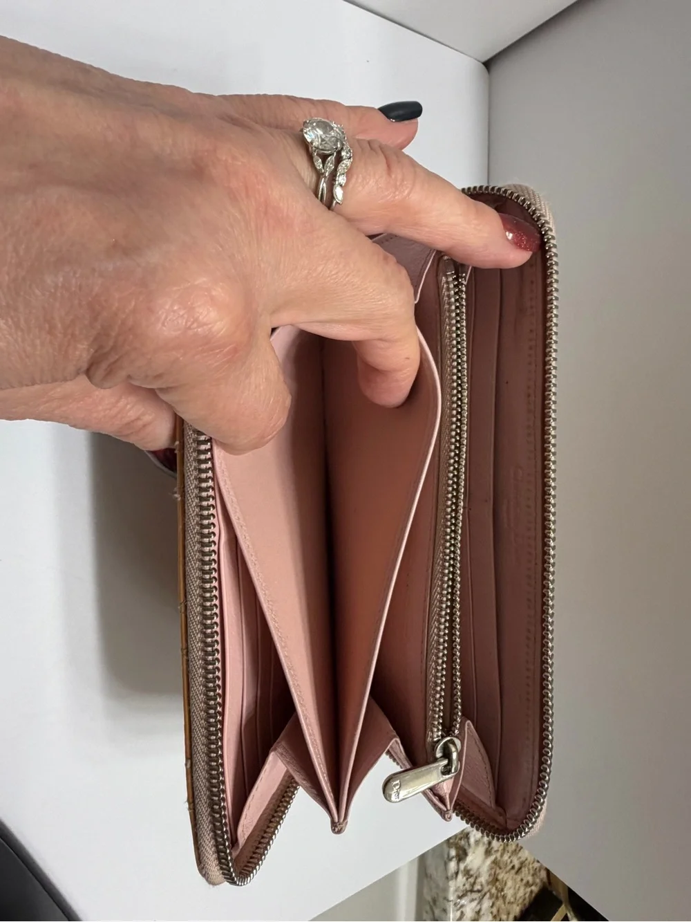 Dior Patent Cannage Lady Dior Continental Zip Wallet In Beige- COBLER SPECIAL 🌸